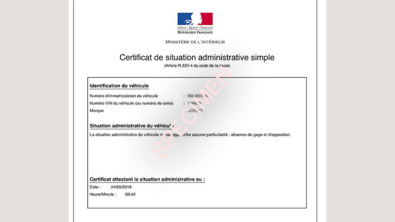 Certificat de non gage gratuit