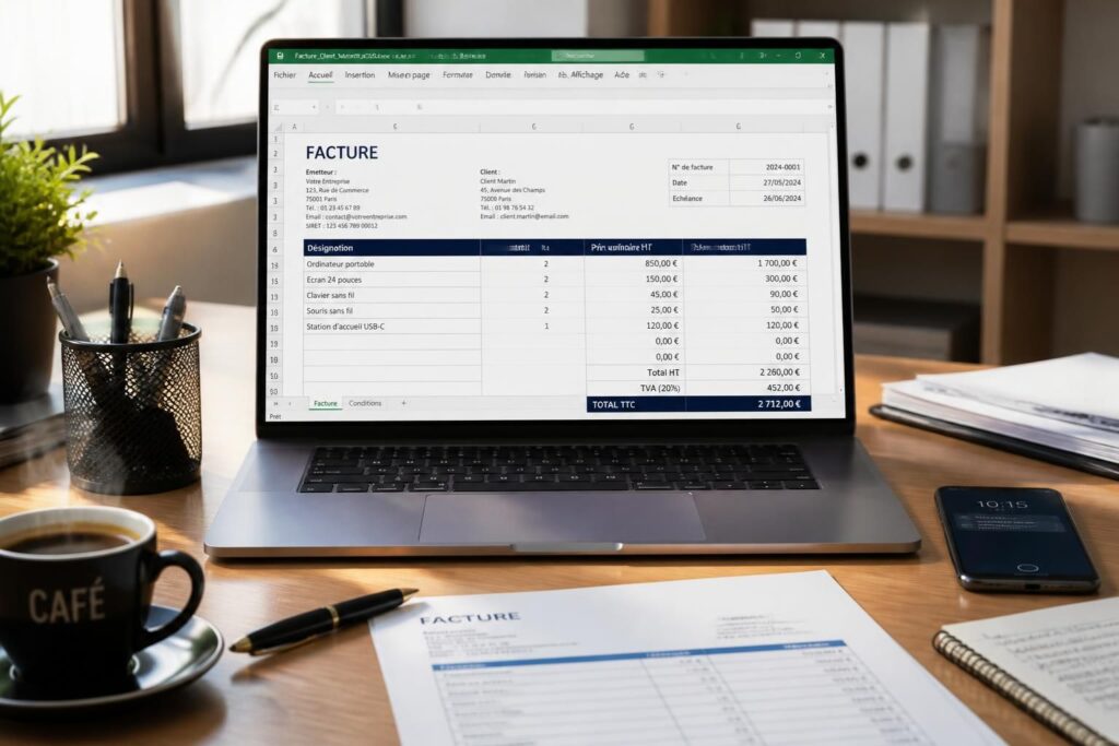 Facture Excel modèle gratuit avec TVA à télécharger pour vos besoins professionnels téléchargez gratuitement notre modèle de facture excel avec tva, idéal pour gérer facilement vos besoins professionnels et gagner du temps dans votre comptabilité.